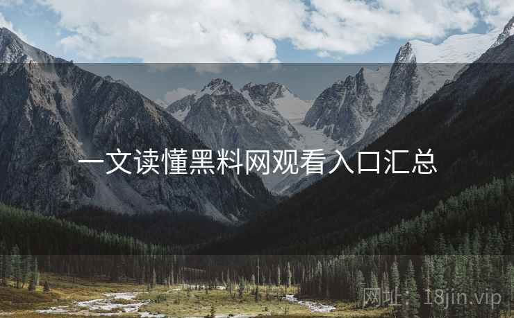 一文读懂黑料网观看入口汇总