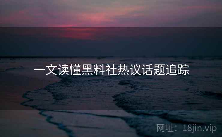 一文读懂黑料社热议话题追踪